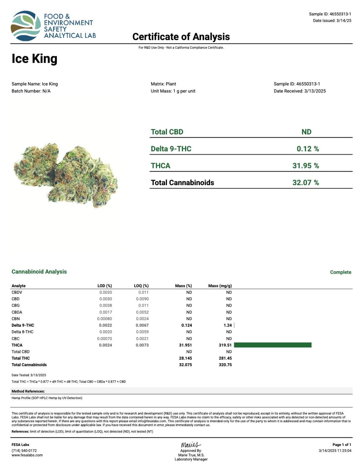 Ice King THCa COA